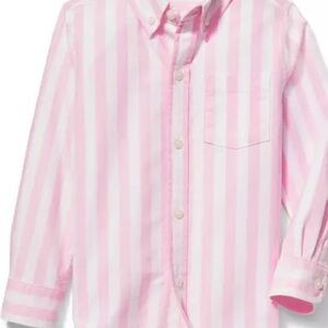 Janie and Jack preppy pink and white stripe button down‎ oxford shirt derby